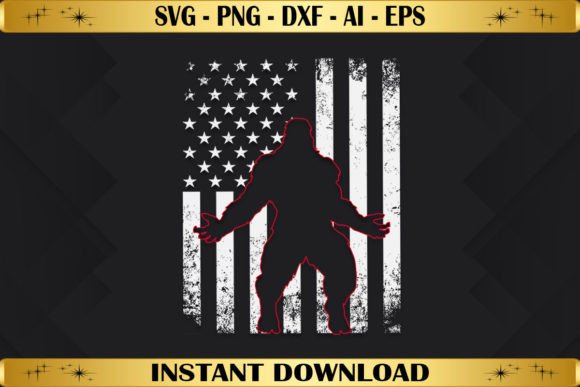 Bigfoot American Flag T-Shirt Design & Graphics