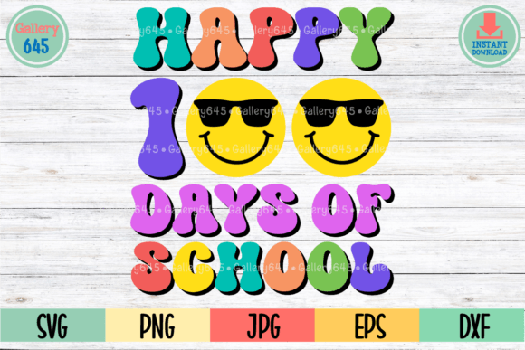 Happy 100 Days of School Smiley SVG: Graphics & T-Shirt Designs