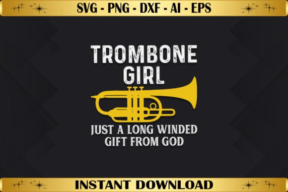Trombone Girl: Bold Graphics for T-Shirt Designs
