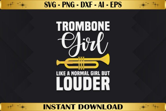 Trombone Girl SVG: Bold Graphics for T-Shirt Designs